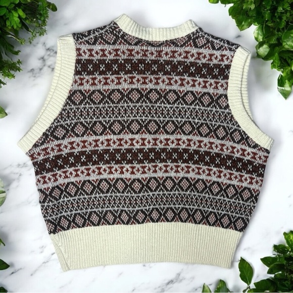 Retro 70s Jockey Raps Vintage Men's Fair Isle V Neck Button down layering vest - Picture 4 of 12